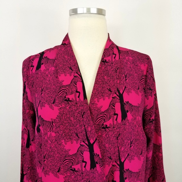 Tracy Reese Silk Zebra Print Faux Wrap Blouse - Picture 3 of 8